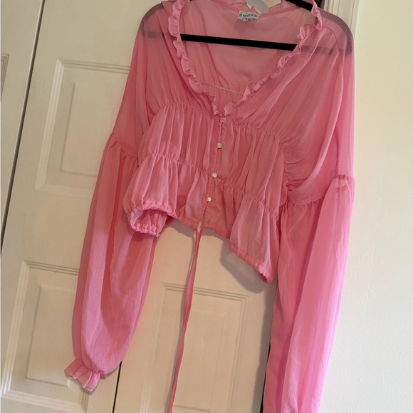 Elegant Pink Ruffled Blouse - Picture 2 of 4